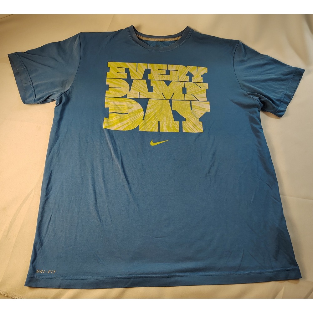 Nike Mens Dri-FIT Every Damn Day Graphic T-Shirt Blue Neon Yellow XL‎ Athletic